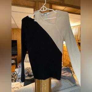 DKNY Two-Tone Black and Cream Top